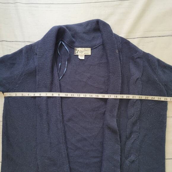 Oleg Cassini Size 2x 100% Acrylic Navy Blue open Front Cardigan Sweater Layer - Picture 5 of 8